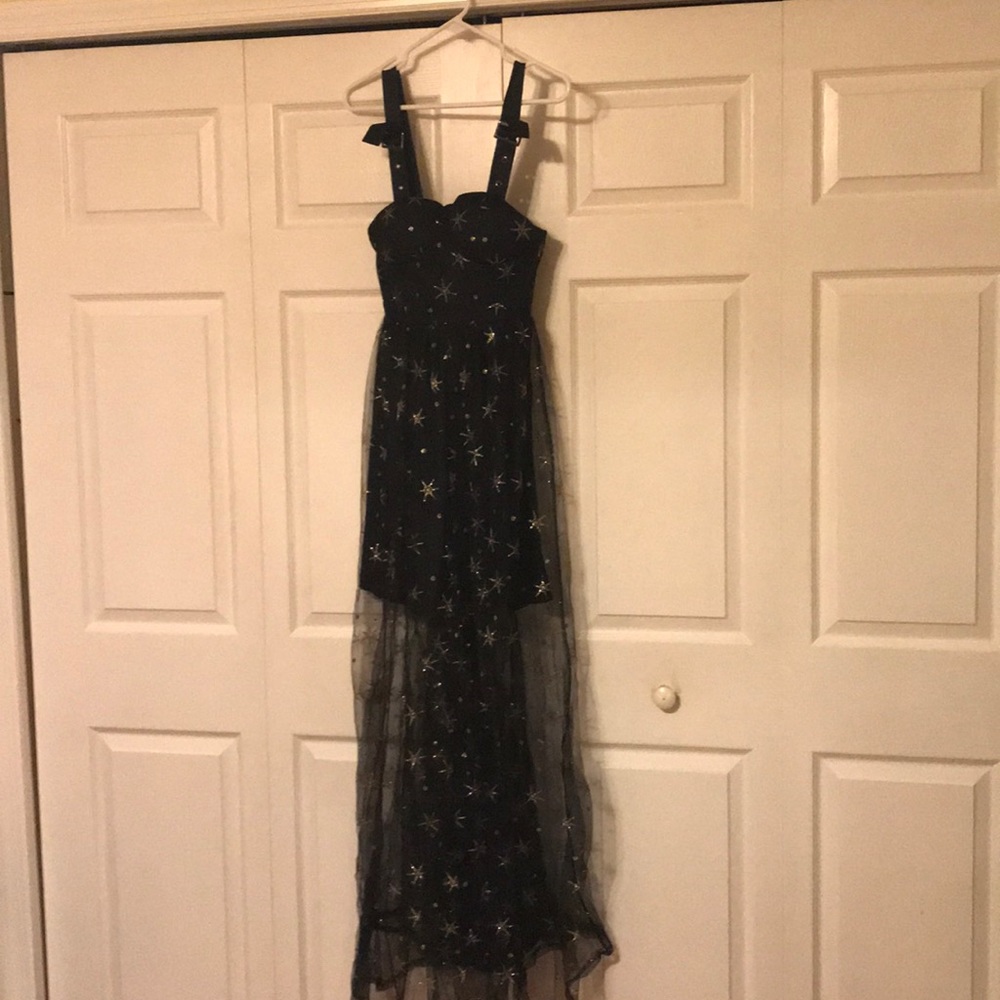 Black and gold maxi dress.
